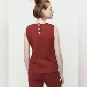 NWT Sz S J. Crew Jeweled button-back ponte top Burgundy Maroon Sleeveless AE782